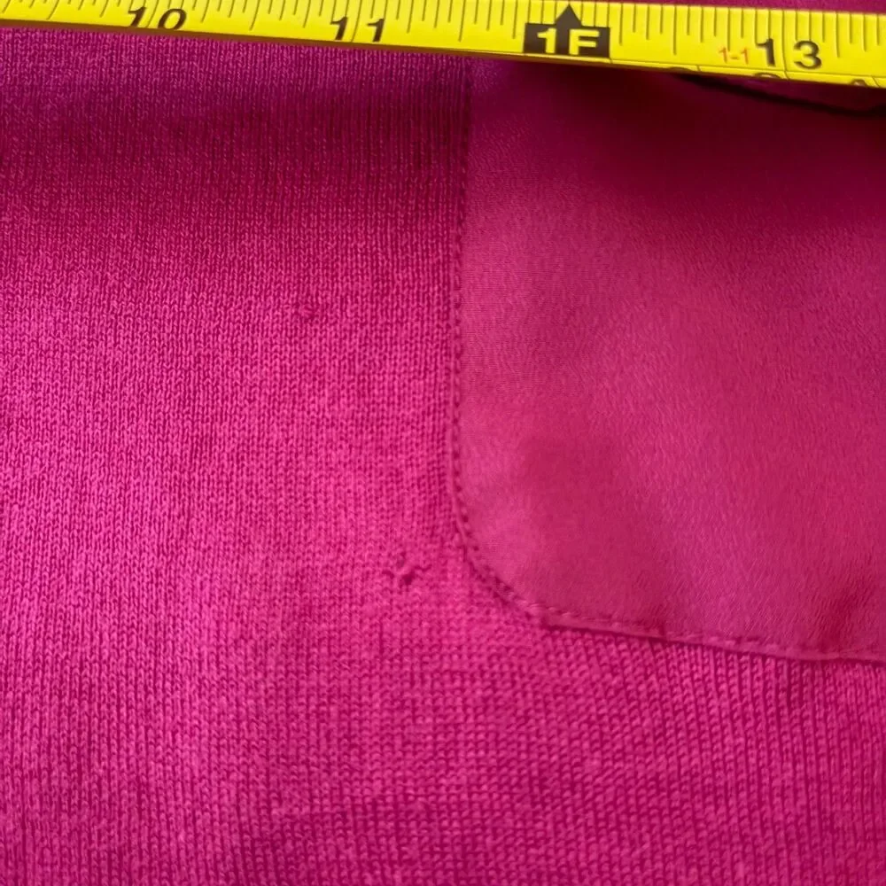August Silk Sweater Women's Medium Purple Knit Pullover Pocket Layered Casual